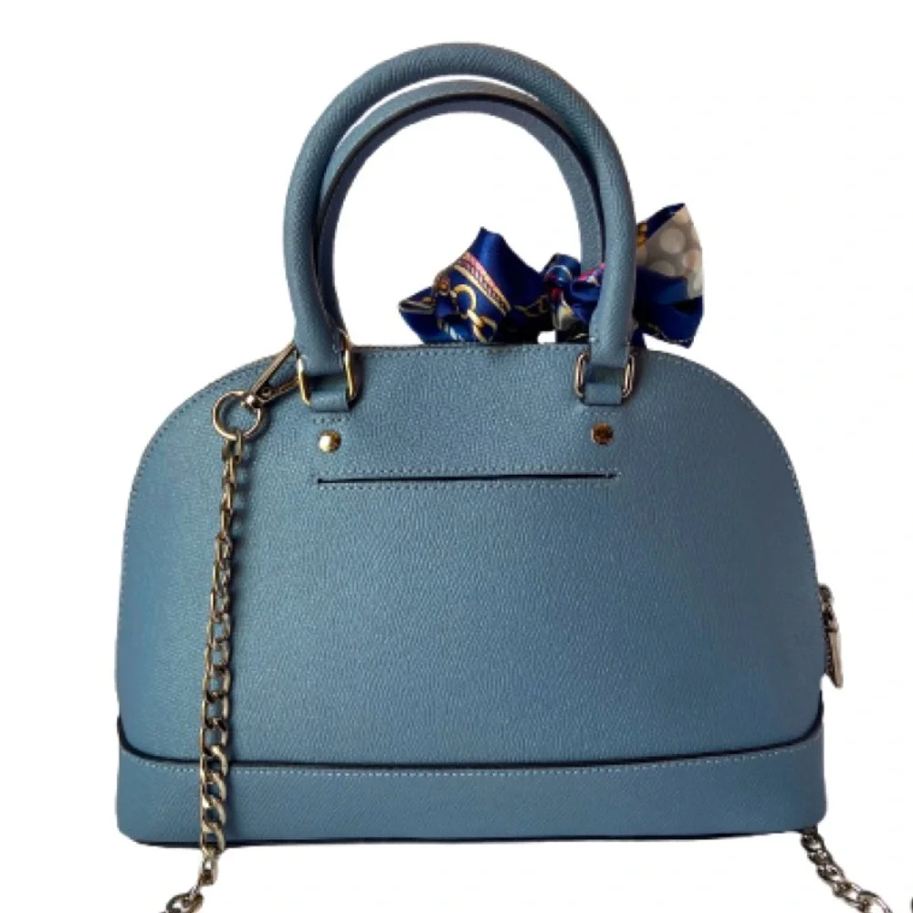 Coach Blue Handbag with Scarf and Gold Accents comes with bag scarf & dusty.EUC - Picture 2 of 5